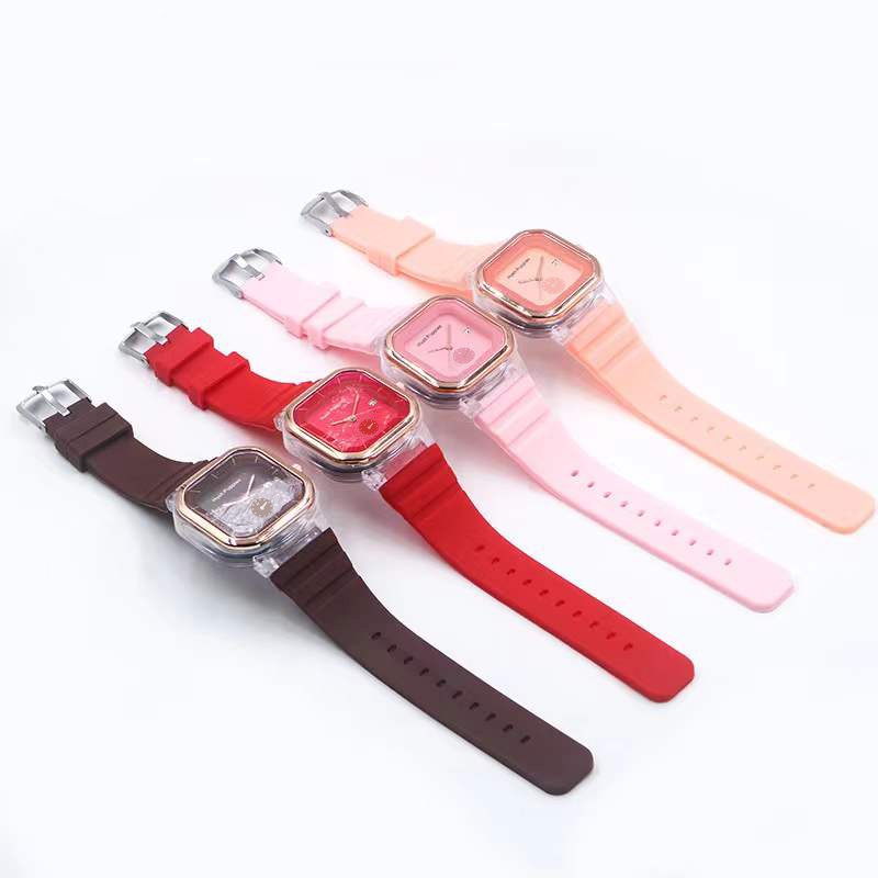 Jam Tangan Wanita Hush Puppies Analog Tali Rubber Casual Fashin Dial Kotak Korean Import