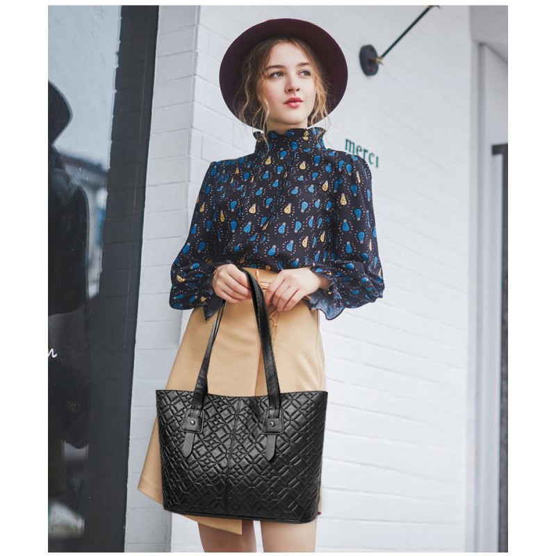 TAS BAHU PUNDAK WANITA PERGI ARISAN REUNI FORMAL KANTOR HITAM BERMOTIF