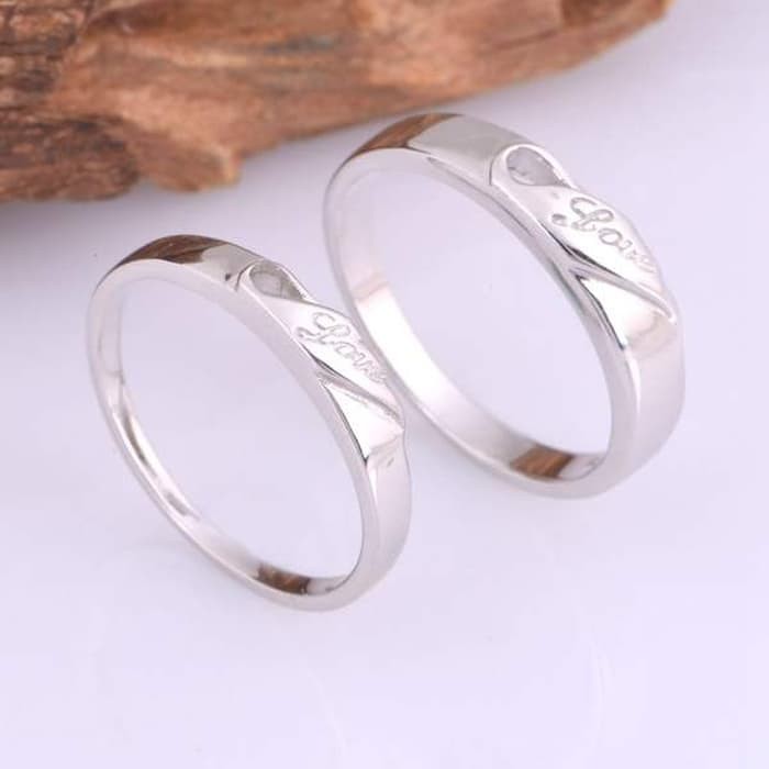 Cincin Couple Daun LOVE Platinum Plated Murah New