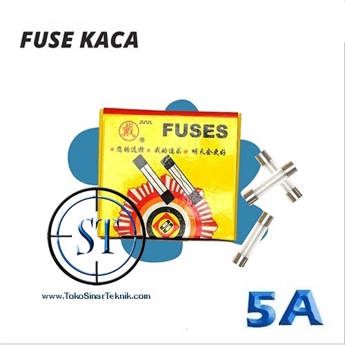 x10 Fuse Kaca 5A ukuran 6x30 mm Besar 250VAC sekring sekering glass  6*30 isi 10 Buah