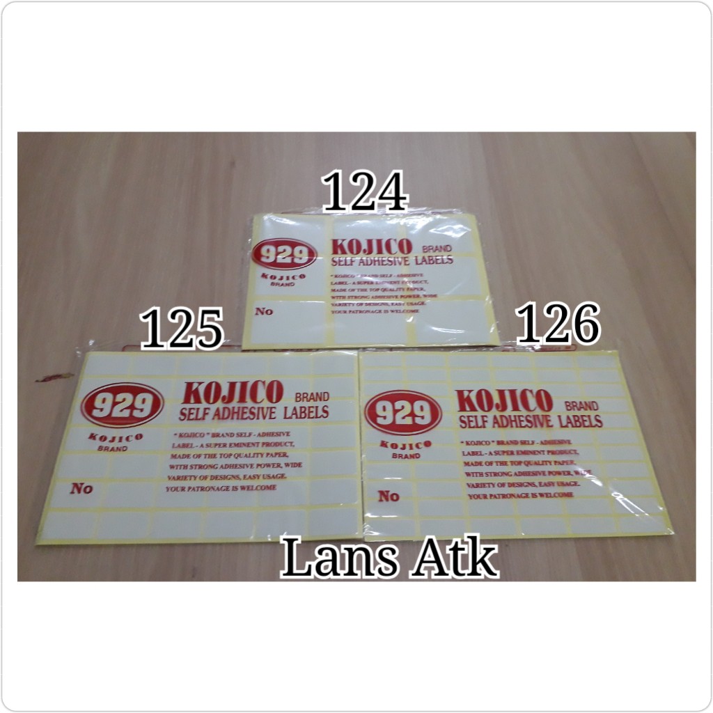 

Label Harga Kojiko No.124, No.125 dan No.126 dan BUNGA tempelan bunga 929
