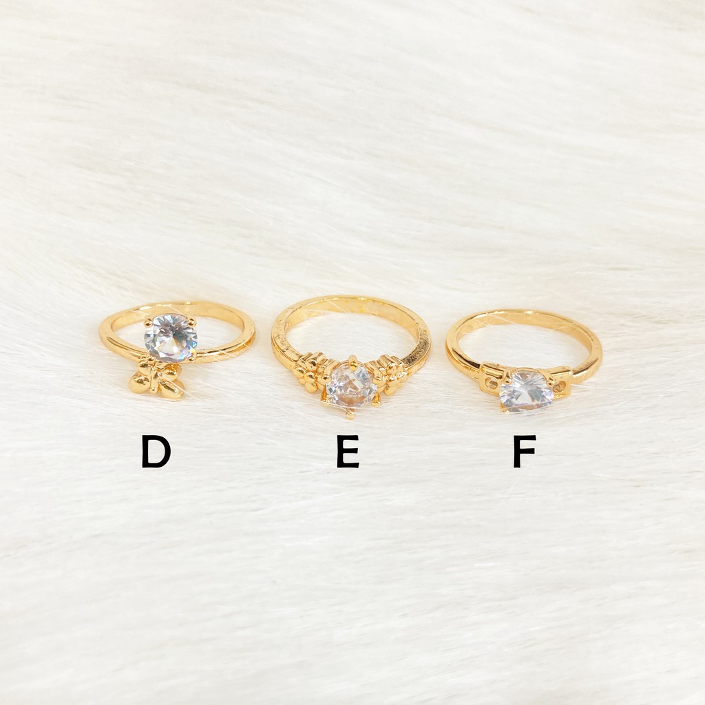 noin_acc Cincin Wanita Cincin Lapis Emas Dewasa Permata Zircon - C3#AF-2