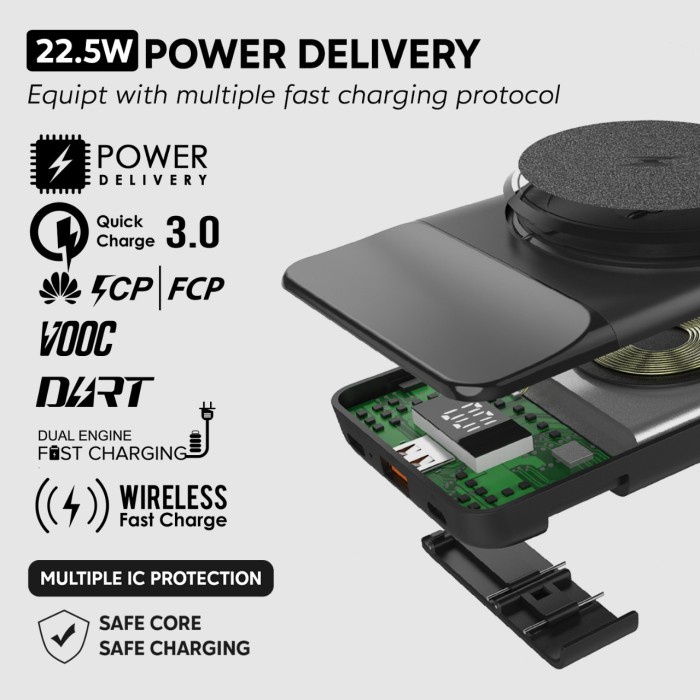 Uneed 10000Mah Powerbank Wireless 10W Fast Charging Qc Vooc - Upb515