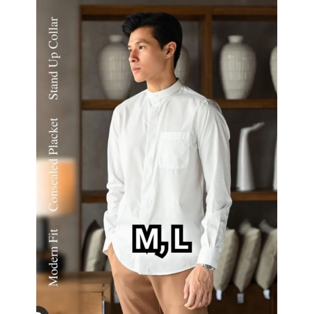 ARGO CONCEALED PLACKET LONG SLEEVE LIGHT WHITE MALE.ID