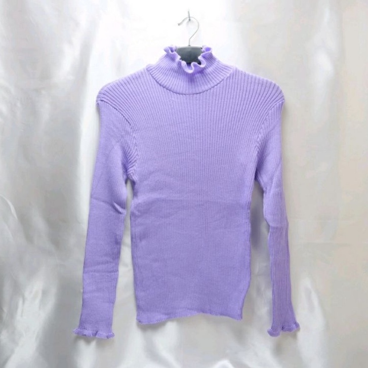 DAISY CURLY SWEATER | TURTLENECK KRIWIL LENGAN PANJANG | SWEATER KRIWIL-Lilac