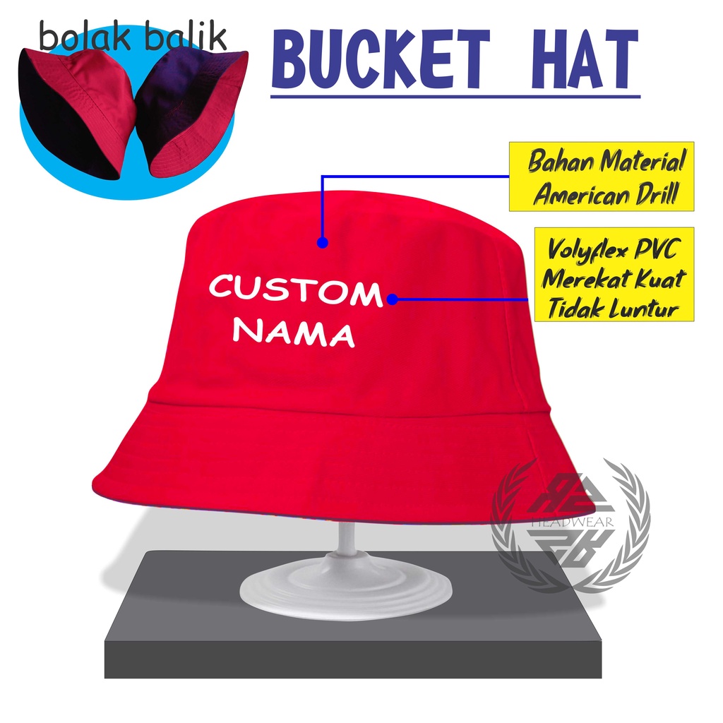 Bucket Hat Custom Nama Bucket Untuk Laki Perempuan Harga Murah