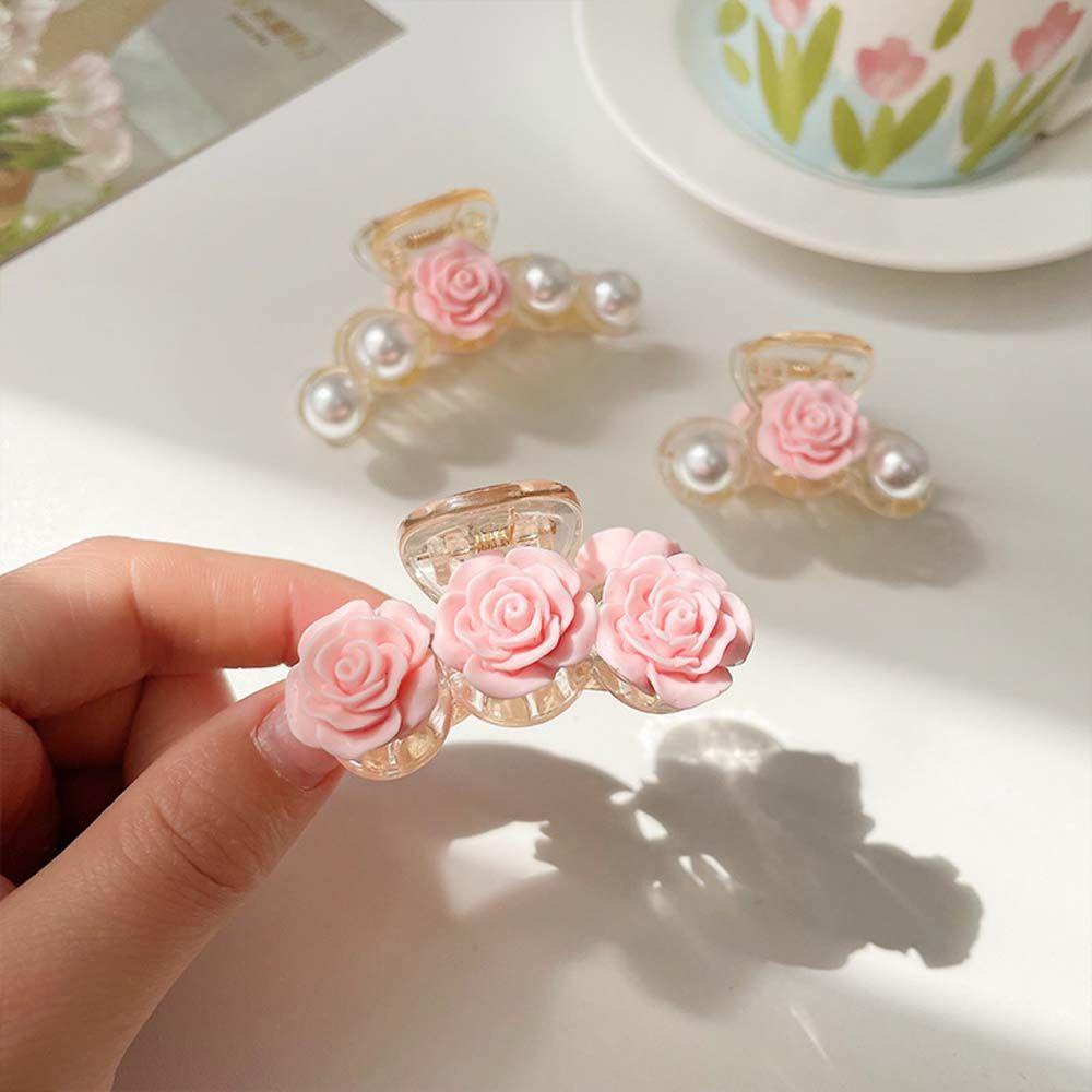 Agustina Camellia Jepit Rambut Temperamen Manis Mutiara All-match Gadis Vintage Gaya Korea Hair Clip