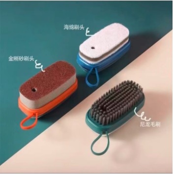 Sikat Baju Pembersih Multifungsi 3in1  / Multifunction Cleaning Brush Dispenser Tempat Sabun  3in1 bisa ganti kepala sikat sesuai keperluan/ sikat sponge nilon serbaguna / sikat hidrolik lantai kuali sepatu wastafel