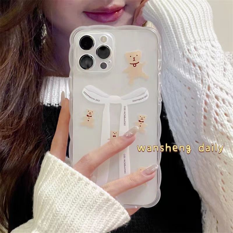 Soft Case Silikon TPU Transparan Motif Beruang Untuk Iphone 12 13 SE 6 6S 7 8 Plus X XS XR 11 Pro Max