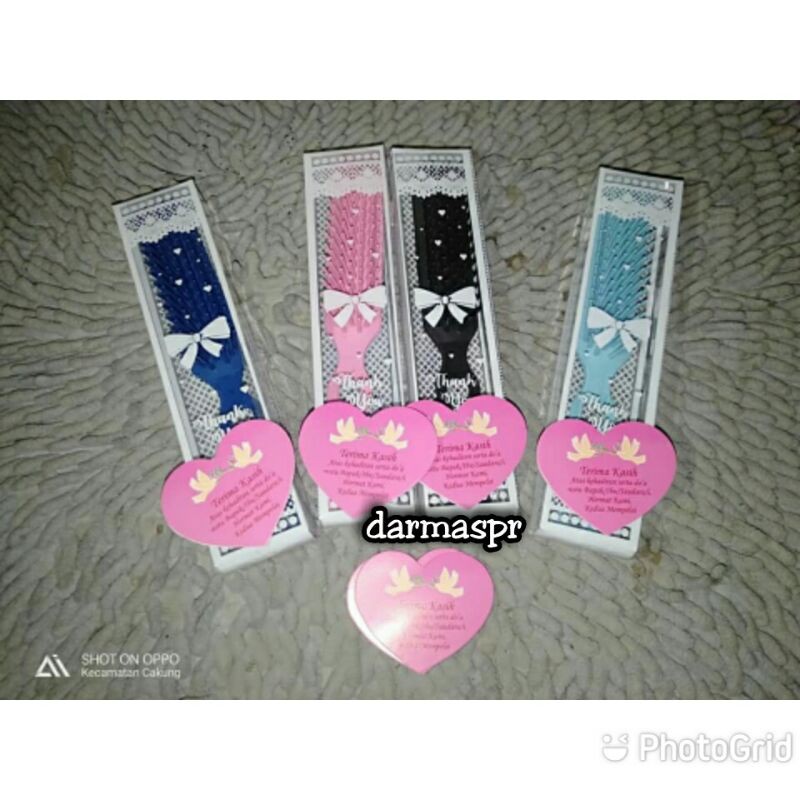 souvenir pernikahan 100pcs SISIR MODEL SIKAT kemas mika full motif cantik sovenir unik murah