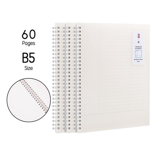 NOTEBOOK RING BUKU SPIRAL B5 60 LBR GARIS CORNELL DELI LPB560 MEMO CATATAN COVER PUTIH JURNAL