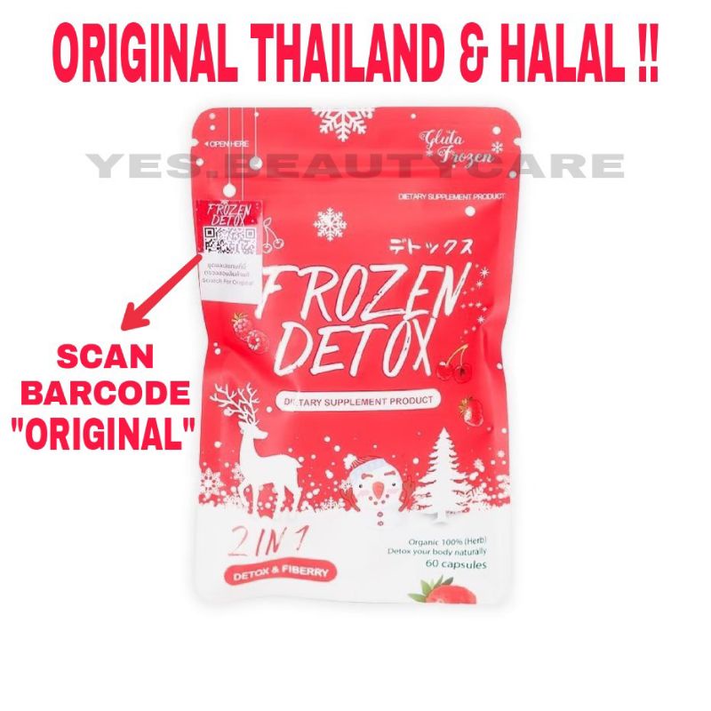 FROZEN DETOX 100% ORIGINAL THAILAND HALAL BARCODE GLUTA PELANGSING DIET 60 KAPSUL - JOJU COLLAGEN