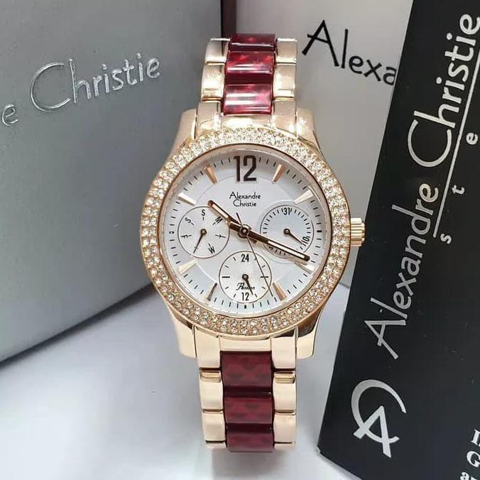 jam tangan wanita alexander cristie original ac2463 red rose gold