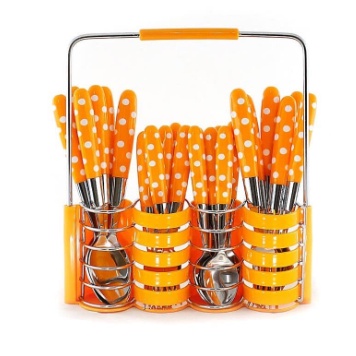 ES554 CUTLERY SET 24 IN 1 SENDOK SENDOK POLKADOT SET ISI 24 ALAT MAKAN DAPUR