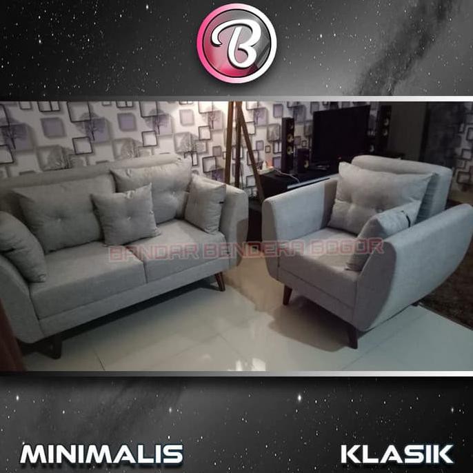 Sofa Retro 21 Plus Meja Oval Minimalis & Klasik | Kuning & Abu Cintakamarlika