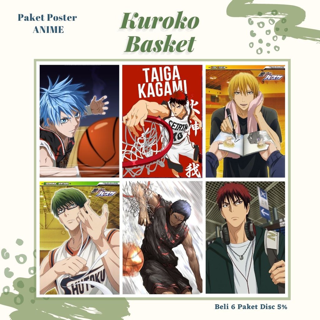 POSTER ANIME #2 (6 pcs) - BISA CUSTOM - POSTER DINDING - POSTER AESTHETIC - ANIME-Kuroko Basket
