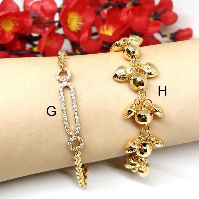 promo Gelang Motif Xuping Lapis Emas 18k Asli Imitasi Tangan Besar - BB121
