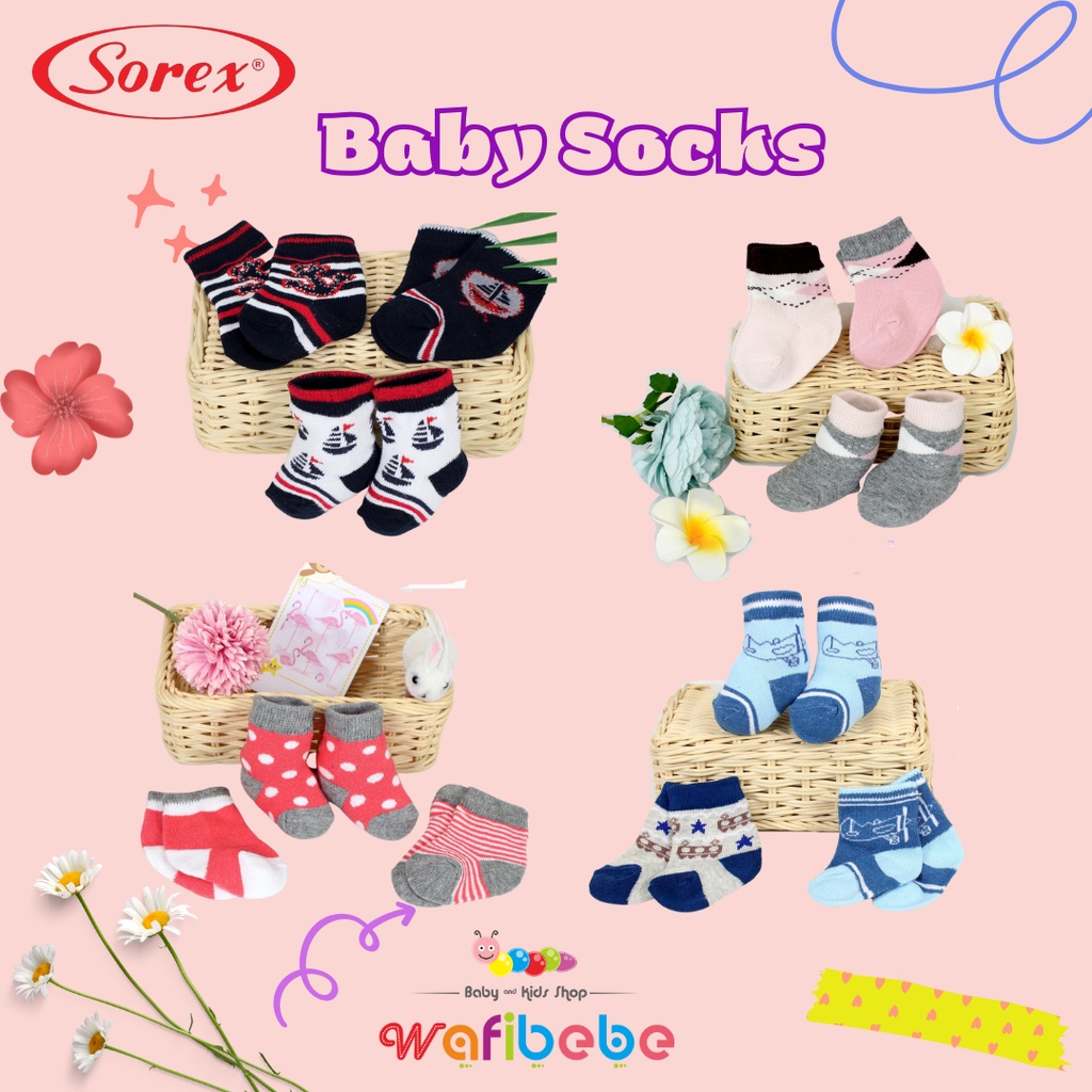 Sorex 3 Pasang Baby Socks Kaos Kaki Bayi Katun Lembut 0 - 12 Bulan