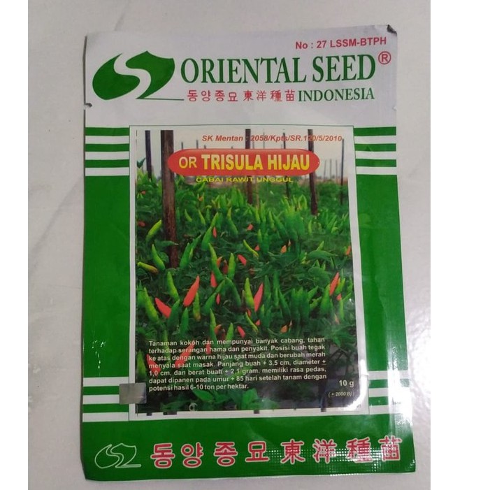 Benih Cabe Rawit Trisula Hijau Dari ORIENTAL SEED isi 2000an biji