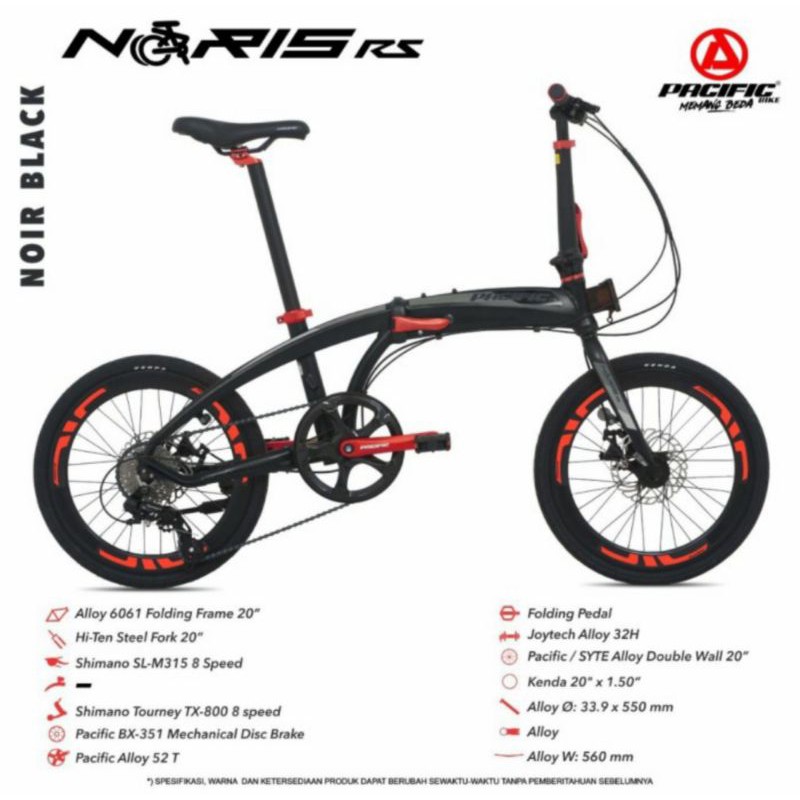 Sepeda Lipat 20 Inch Pacific Noris RS Alloy 8 Speed