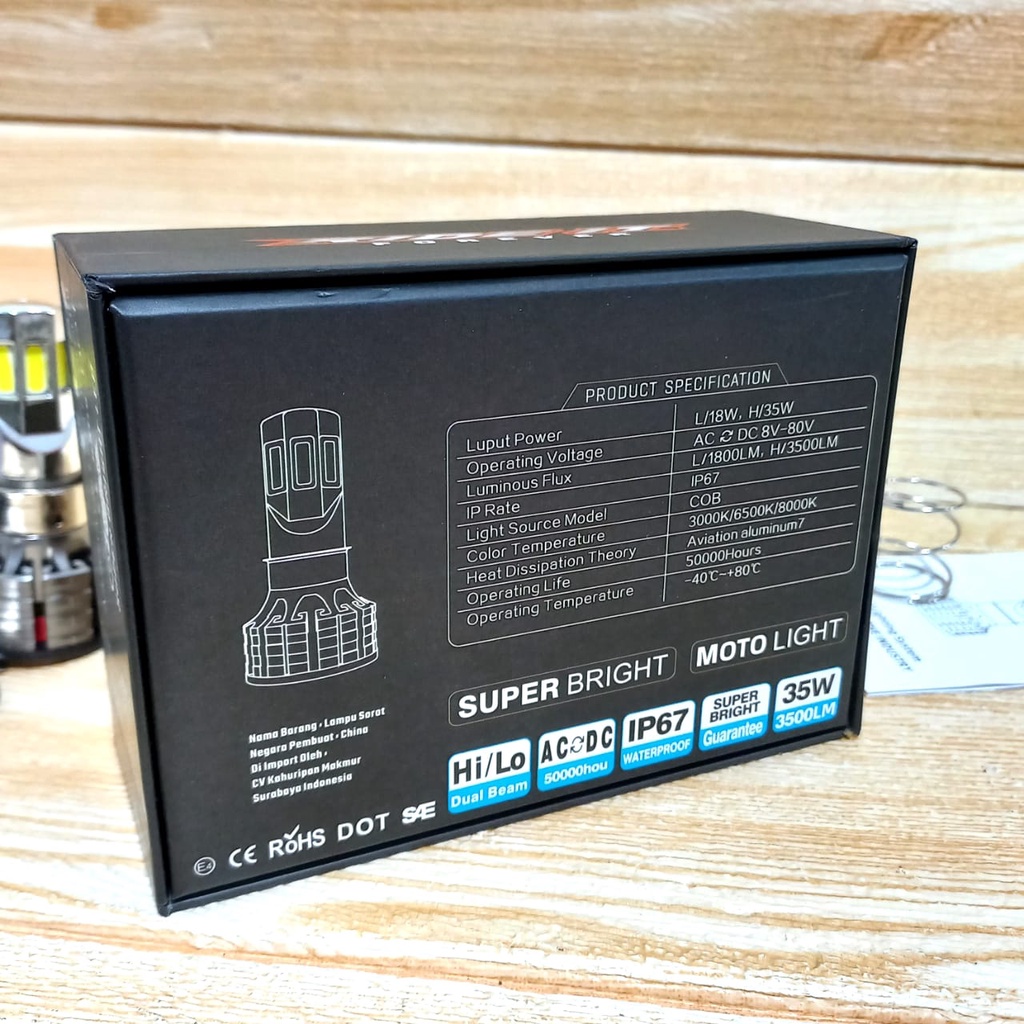 Dop Lampu depan Bohlam LED 6 Sisi 35W 6 Mata AC DC Kipas Universal Ride IT