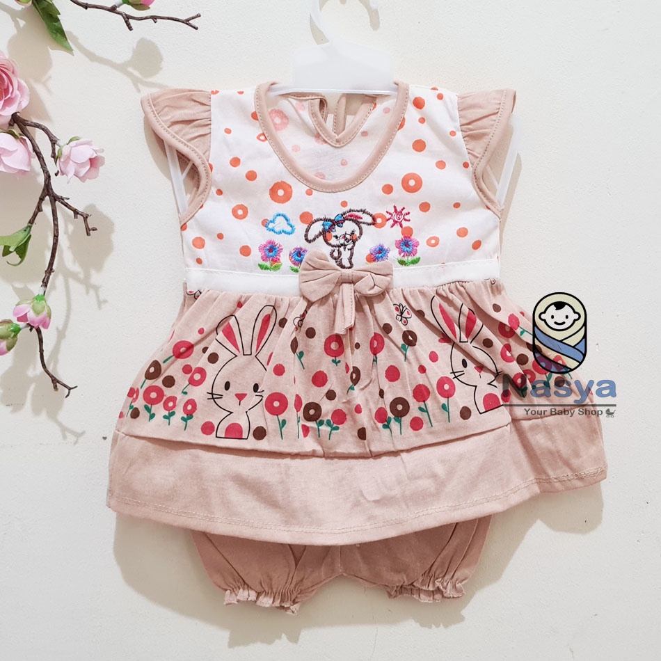 [N-049] Setelan baju bayi perempuan motif bunga lucu MURAH - Naomi (3-6m)