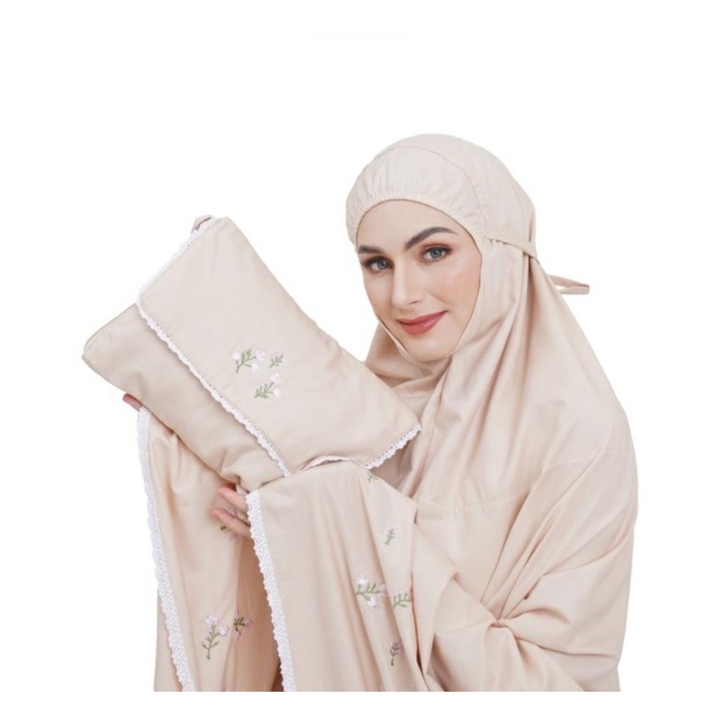 Mukena RCA COLLECTION Raudhah Mukena Mukenah Dewasa Katun Carini Premium Bordir Manual Bunga Vinka P