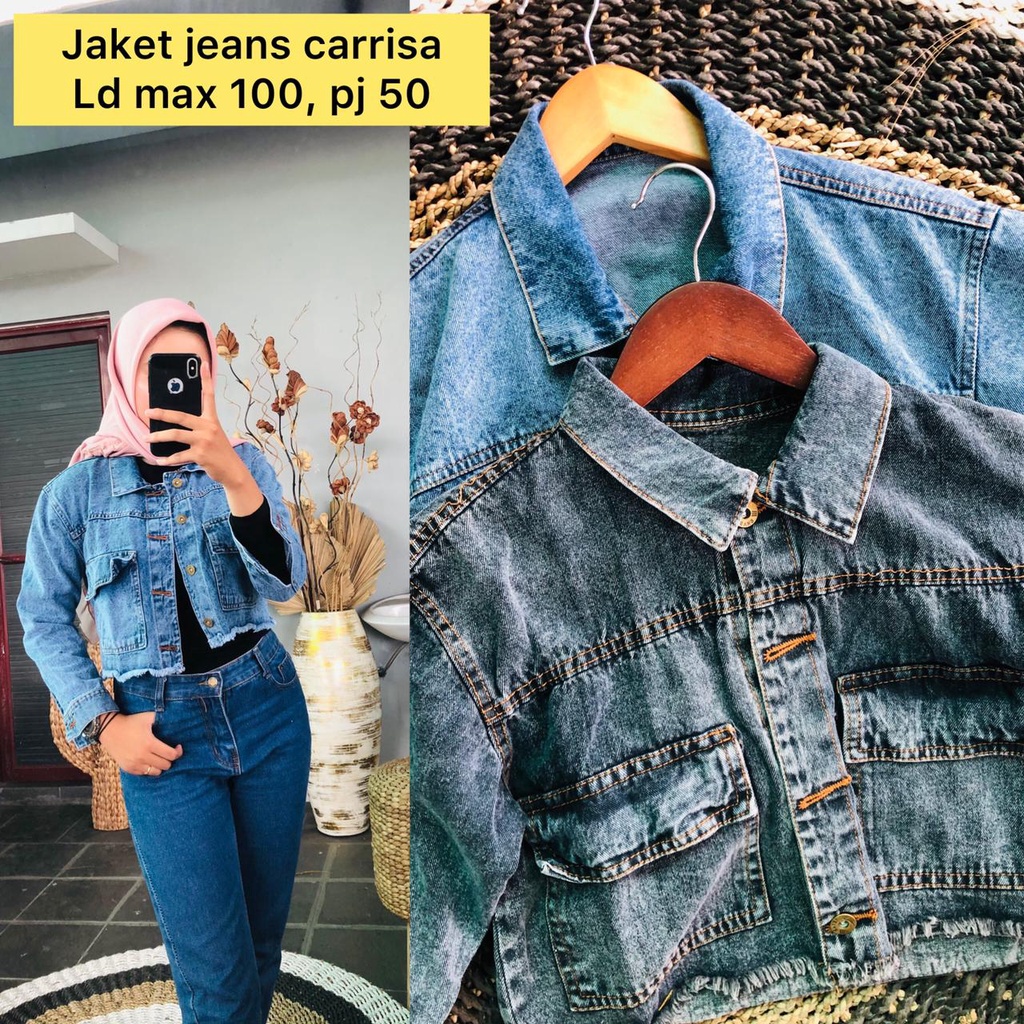 Jaket Jeans Crop Carissa I Jaket Pocket Sandwash