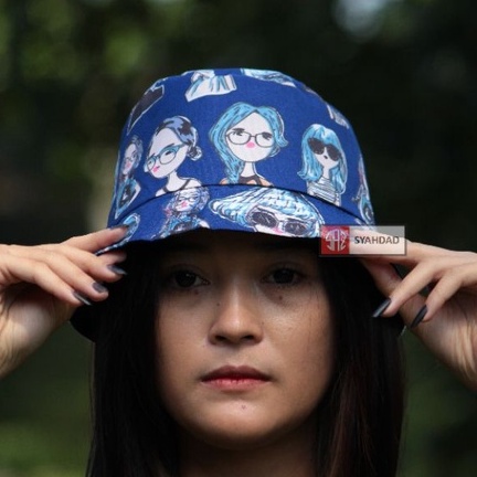 bucket hat wanita topi bucket karakter cewek