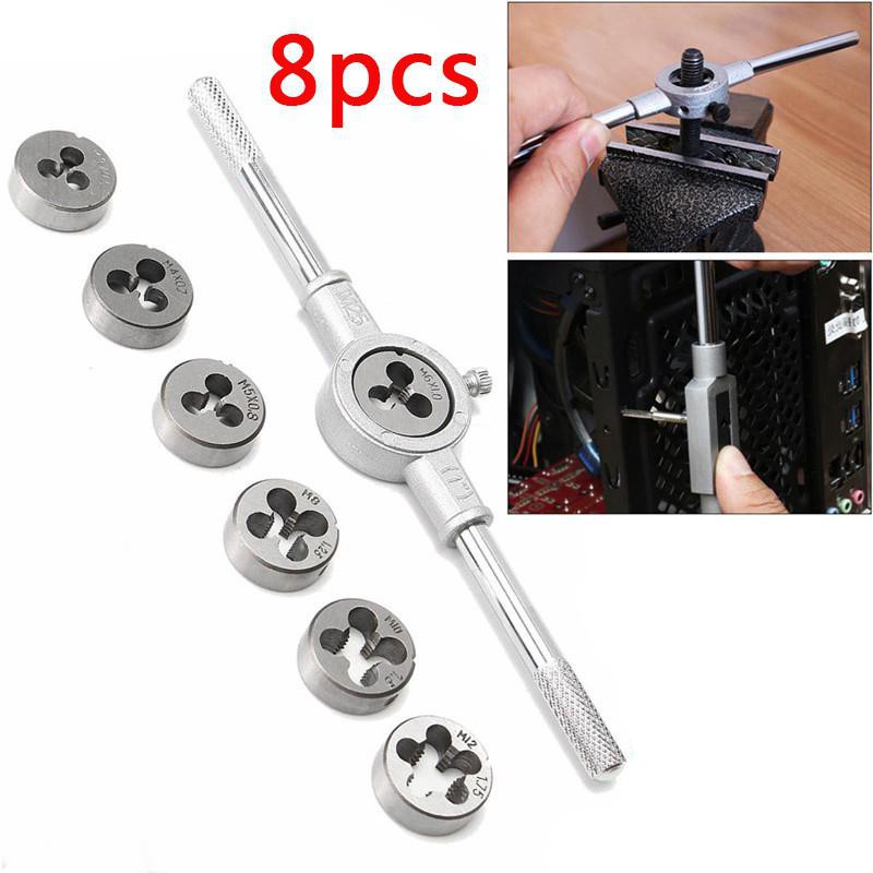 8pcs Manual Screw Thread Metric Plug Tap Set M3-M12 Broken Screw Removal