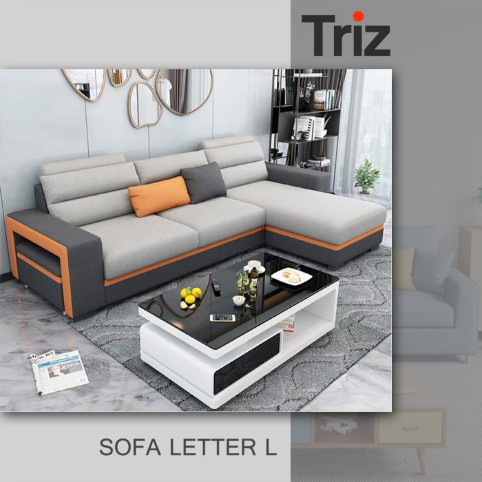sofa minimalis l 3 seater furniture minimalis bonus meja minimalis [Triz Furniture]
