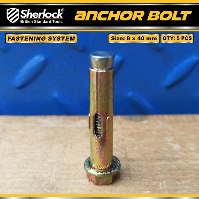 Anchor Bolt Dinding Beton Sherlock 8 x 40 mm Dynabolt ( isi: 5 pcs)