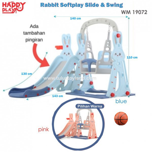 Happy Play Rabbit Softplay Slide Swing Basket WM 19072 19073 Mainan Perosotan Ayunan Kelinci Murah