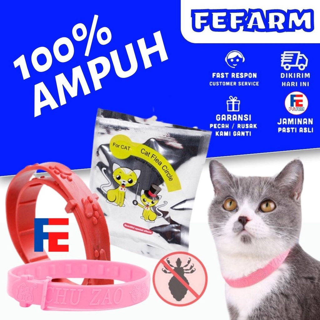 Kalung Anti Kutu Kucing Anjing No Flea Pink FEFARM