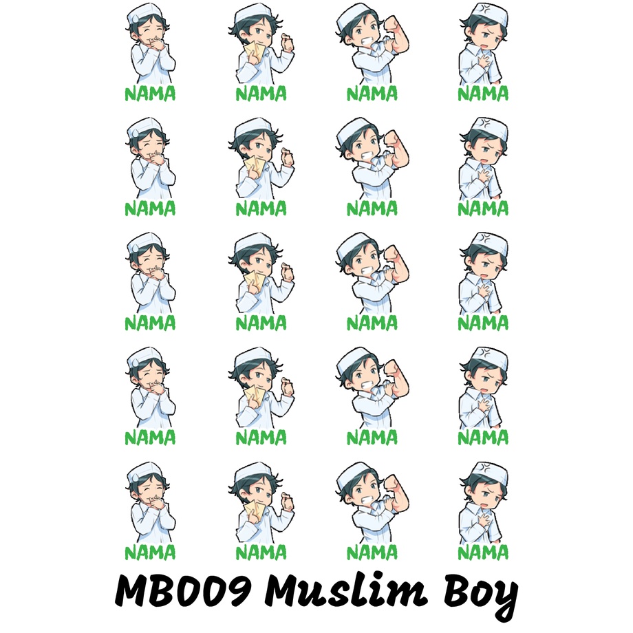 

Sticker Nama Cutting Label Waterproof Tahan Air Muslim Boy 09 (MB009)