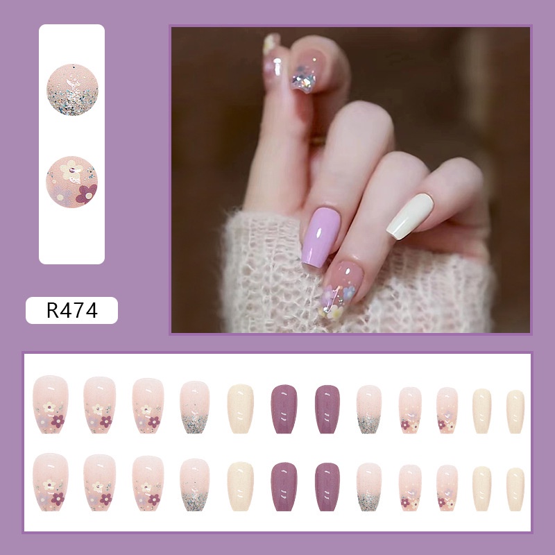 24pcs Kuku Palsu DIY Untuk Nail Art