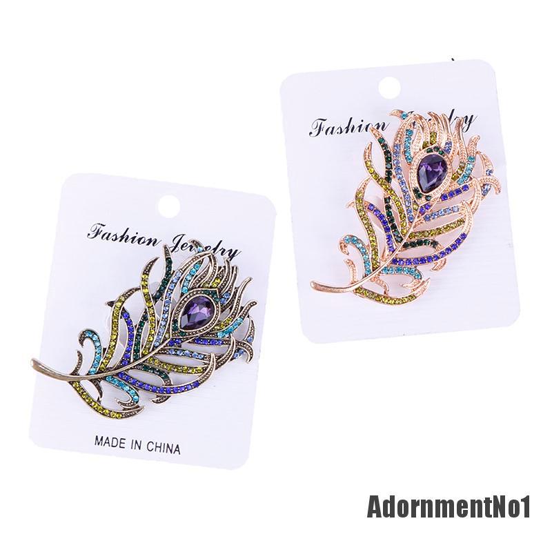 (Adornmentno1) Bros Pin Enamel Desain Bulu Merak Hias Kristal Untuk Aksesoris Pernikahan