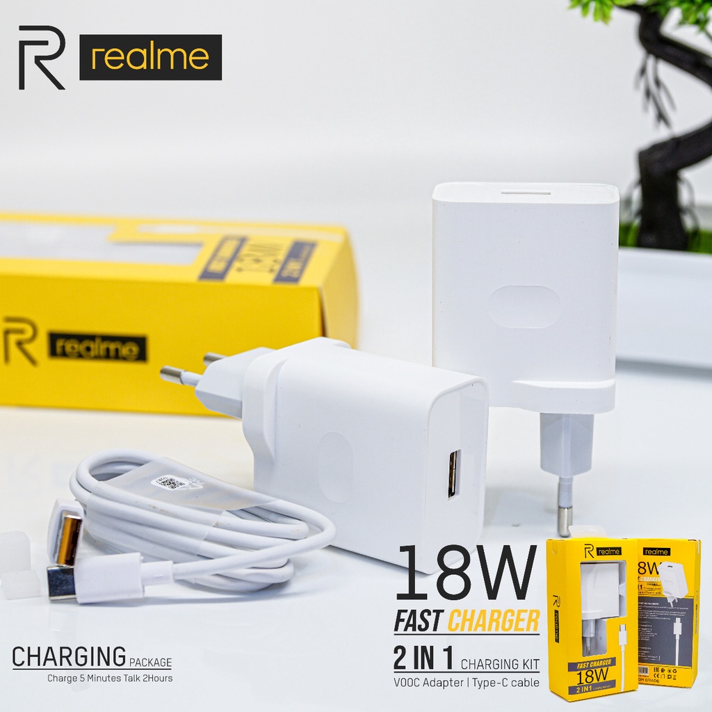 TC Charger Realme Oppo 18W VOOC Fast Charging Micro dan Type C Original 100%