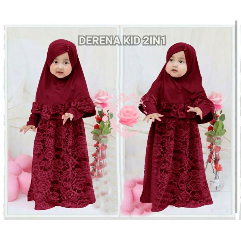 Gamis syari brokat pesta anak muslim perempuan baju cewek kid kondangan mewah