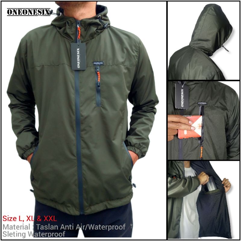 Jaket Parasut Anti Air Pria Jacket Hoodie Outdoor Taslan JN Pria &amp; Wanita Waterproof