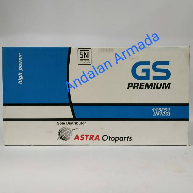 Aki Astra Otoparts GS Premium N 120 / 115F51 (120Ah) + Air Aki Zuur