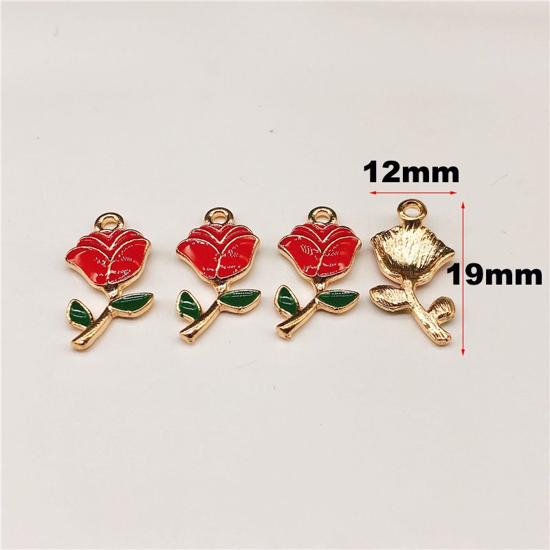 4 Pcs Liontin Manik-Manik Bunga Mawar Bahan Logam Alloy Untuk Membuat Perhiasan DIY