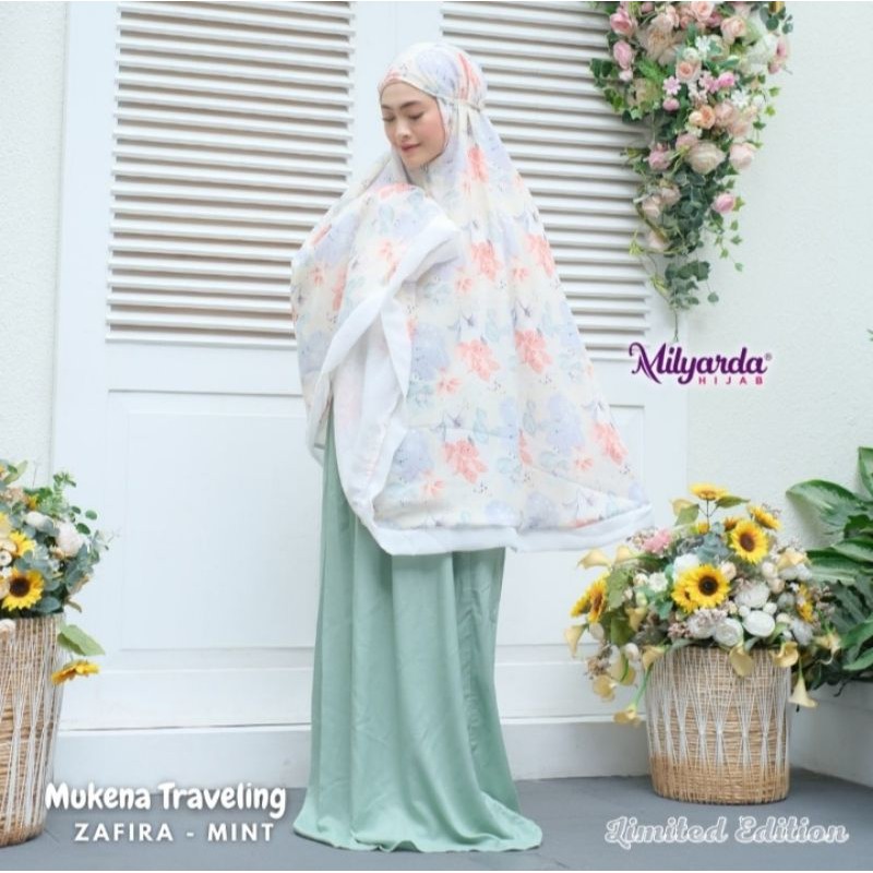 mukena  dewasa motif traveling zafira terbaru 2021 original milyarda hijab