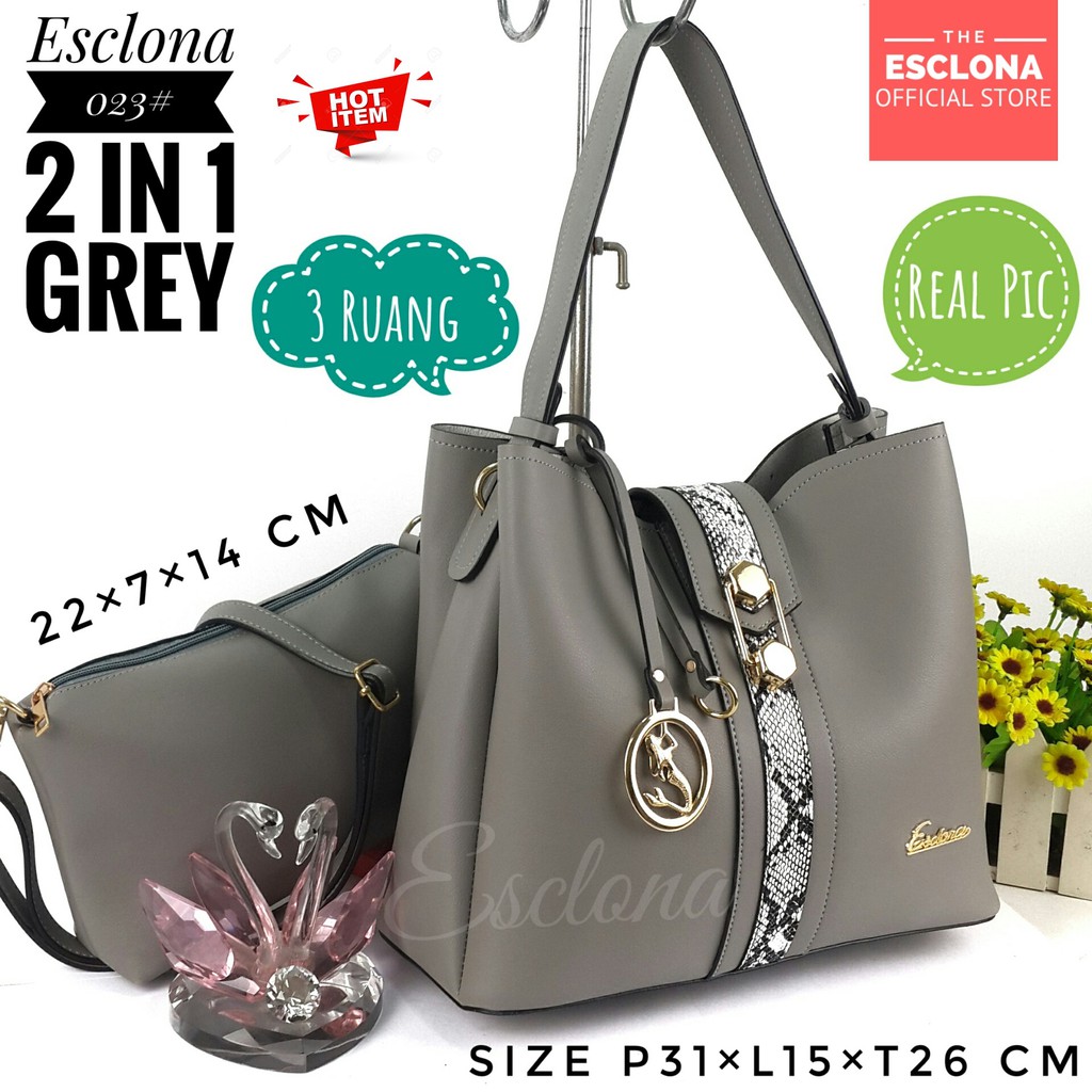 Tas Wanita Import Batam Bag Esclona 023 Selempang Cewek Branded Cantik Grosir Fashion Murah Handbag Original Besar Kantor Kerja Kuliah Premium Super Populer Terbaru Terlaris Hobo Ibu Emak Dewasa Santai Berpergian Shoulder Bahu