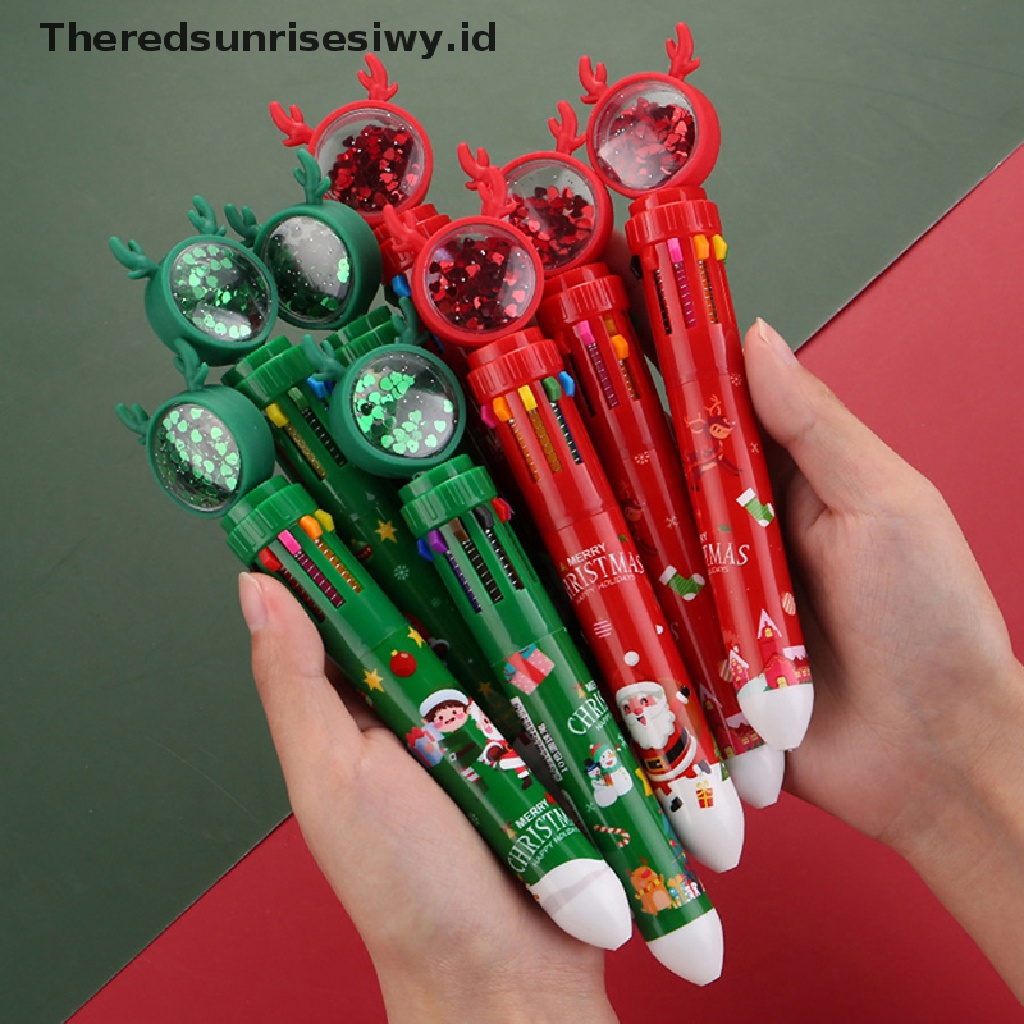 # Alat Rumah Tangga # Pulpen 10 Warna Untuk Hadiah Natal / Sekolah / Kantor