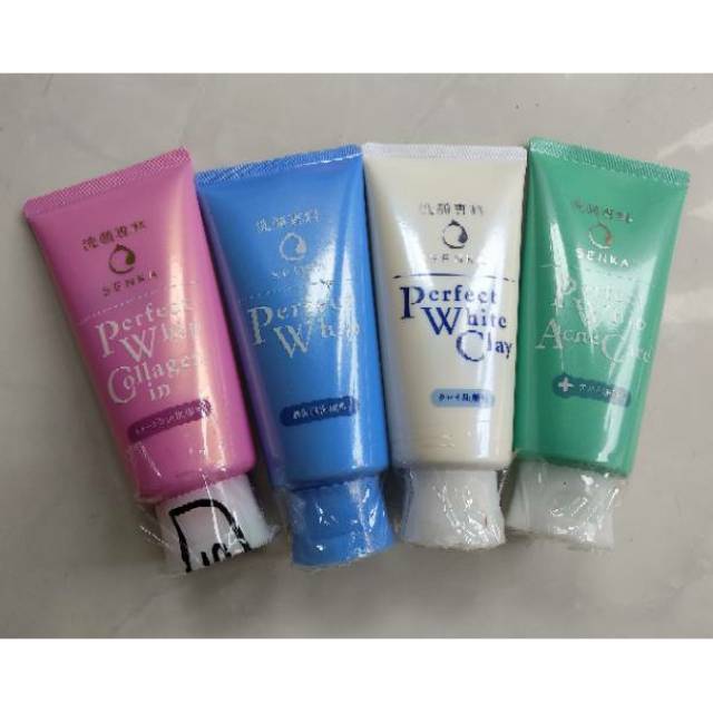 Senka Perfect Whip | Acne Care | Vibrant White | Collagen | Perfect White Clay Pink Facial Wash Foam