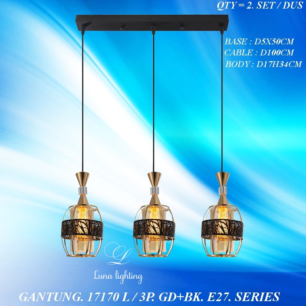 Lampu Gantung Minimalis 3 Lampu Meja bar / cafe 3P 17170 L / Y