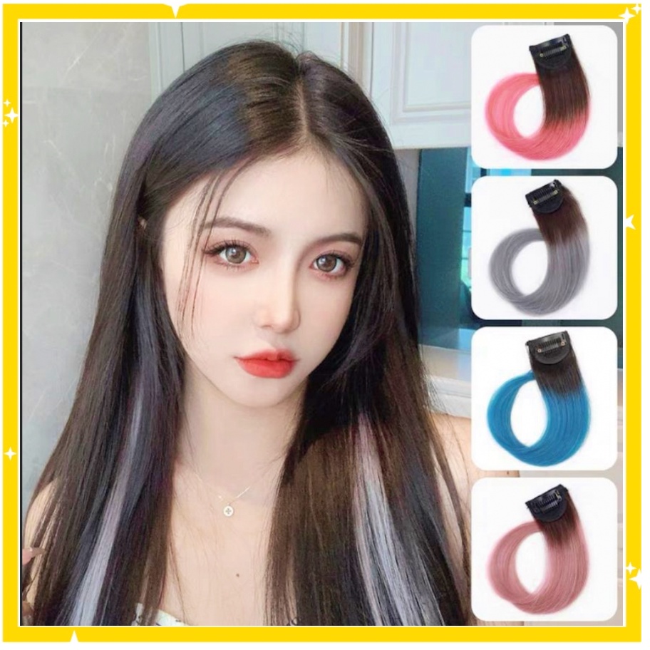 Wig Rambut Palsu Jepit wanita / Hair extention colourful / pemanjang rambut warna warni