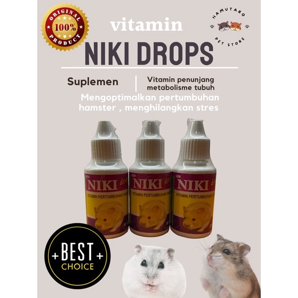 Vitamin Pertumbuhan Hamster / Landak Mini / Marmut / Mencit Niki Drops