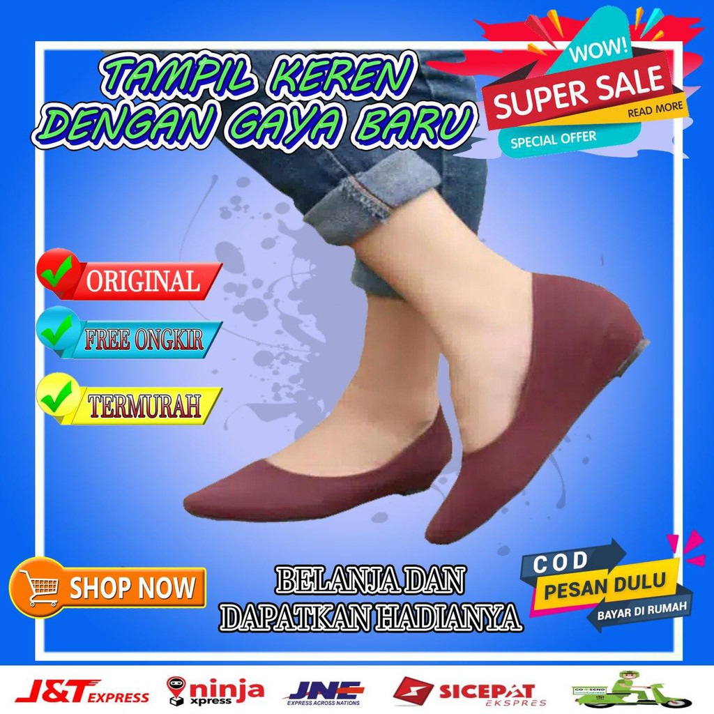 Sepatu Slop Wanita Wedges Murah Fashion Sepatu Kerja Kantoran Santai Kulit Kualitas Premium MY 03